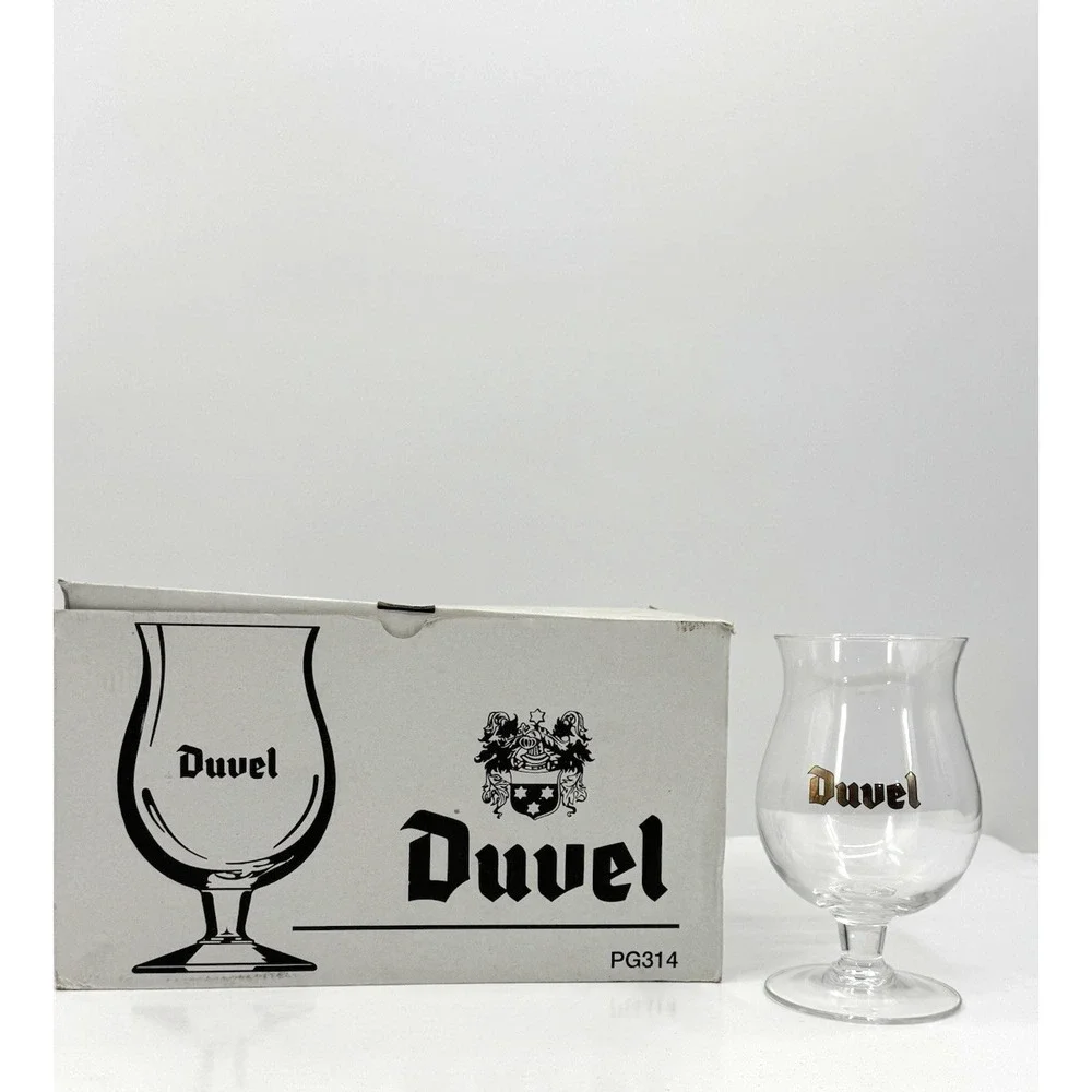 Set Of 5 Duvel Large Tulip Beer Glass with Gold Duvel Logo